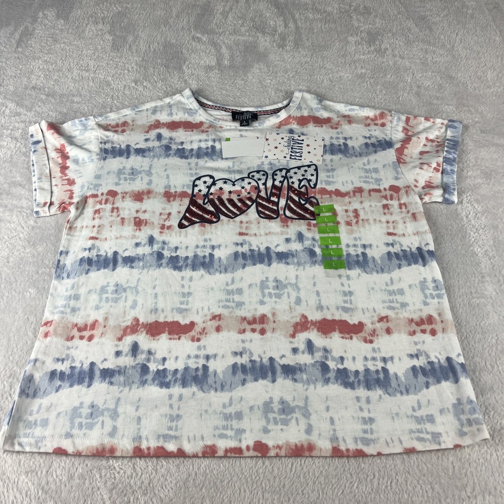 Feeling Festive Size Large Love Tie Dye Shirt NWT